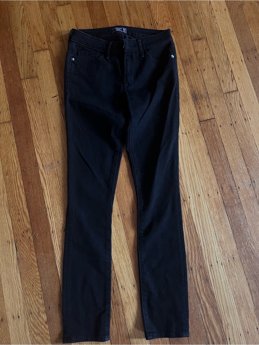 Abercrombie & Fitch Black Super Skinny Ankle Mid Rise Jeans 0L/25